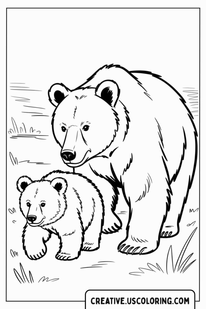 adult-bear-walking-with-cub-coloring-page
