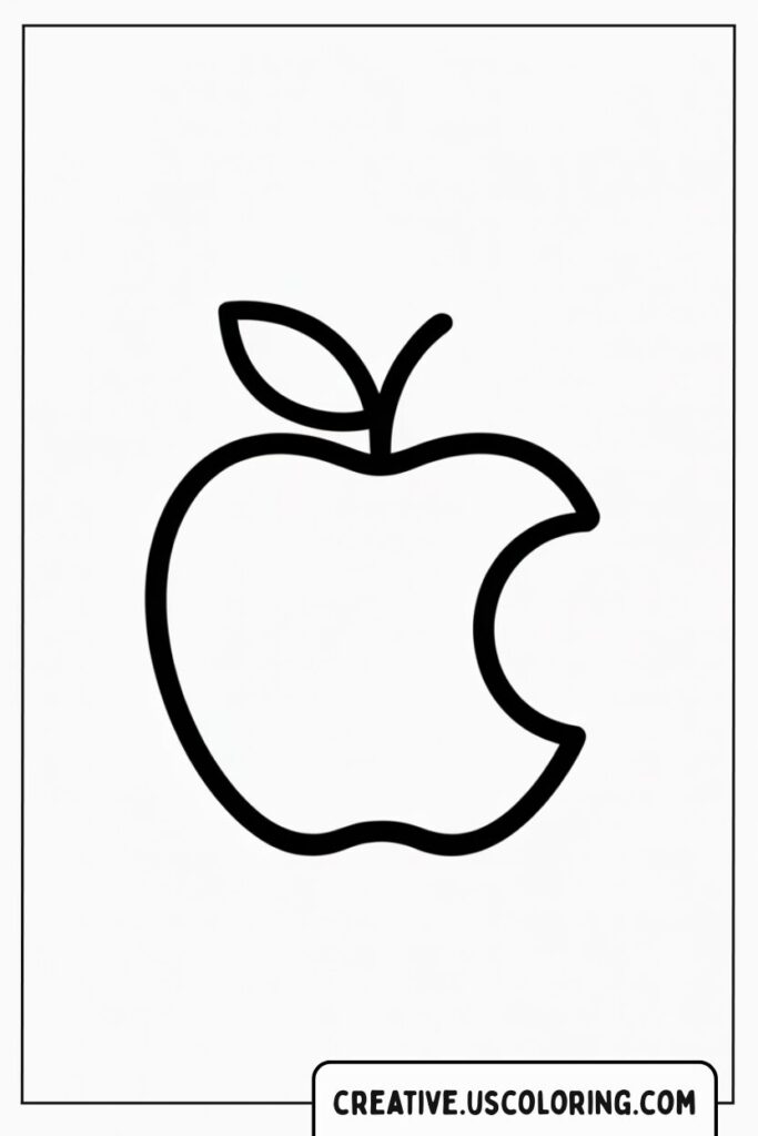 apple-with-bite-and-leaf-coloring-page