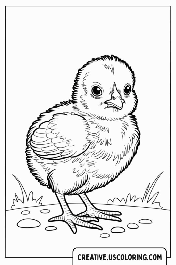 baby-chick-standing-on-ground-coloring-page
