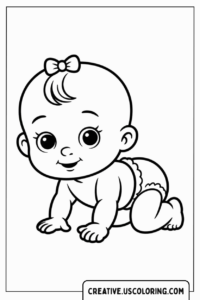 baby-crawling-with-bow-coloring-page