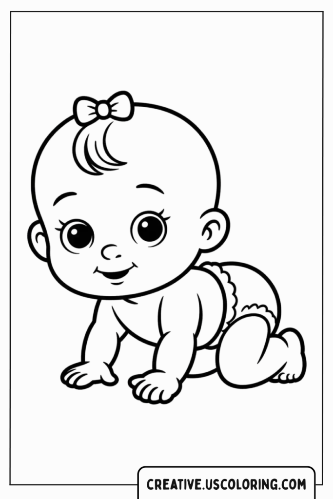 baby-crawling-with-bow-coloring-page