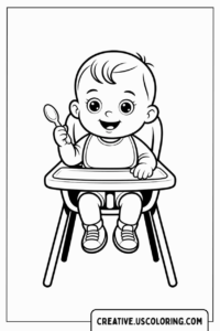 baby-in-high-chair-holding-spoon-coloring-page