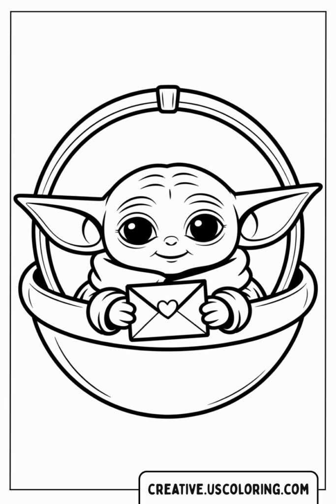 baby-yoda-holding-love-letter-in-basket-coloring-page