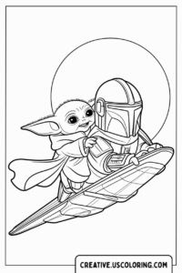 baby-yoda-riding-with-mandalorian-coloring-page