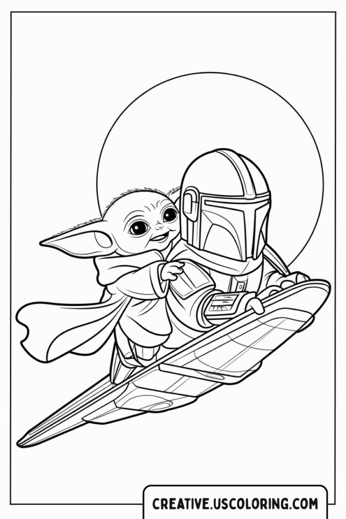 baby-yoda-riding-with-mandalorian-coloring-page