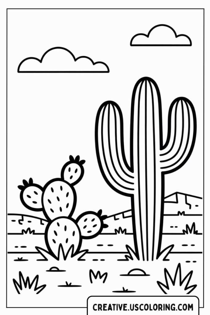 cactus-and-desert-landscape-coloring-page