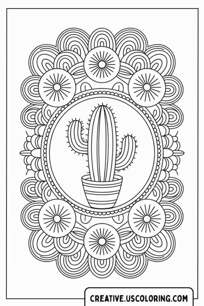 cactus-in-pot-surrounded-by-decorative-flowers-coloring-page