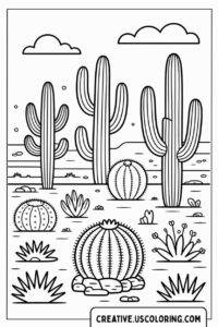 cactus-landscape-with-various-cacti-and-clouds-coloring-page