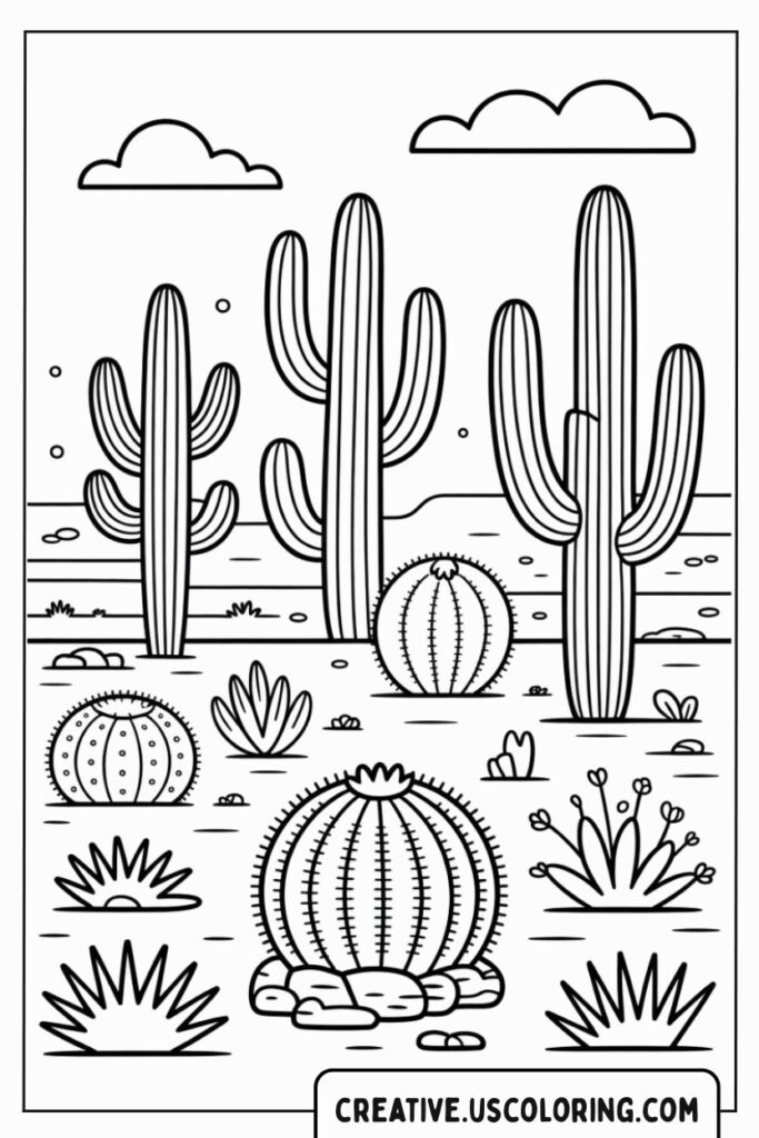 cactus-landscape-with-various-cacti-and-clouds-coloring-page