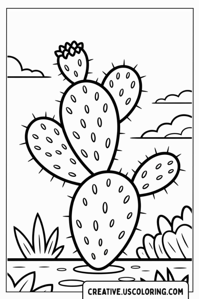 cactus-with-flowers-and-clouds-coloring-page