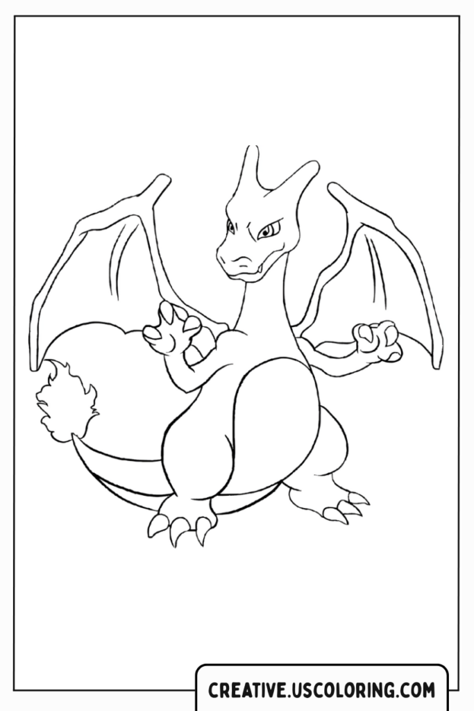 charizard-with-wings-and-fire-tail-coloring-page