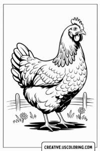 chicken-standing-in-field-coloring-page