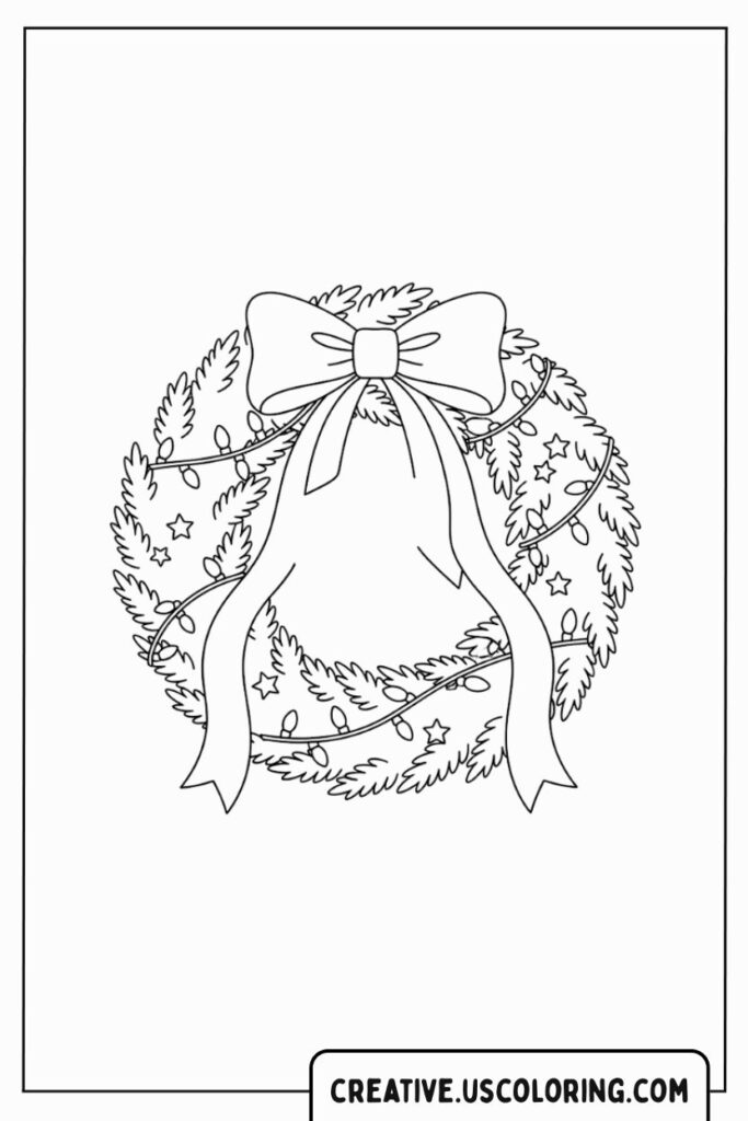 christmas-wreath-with-lights-and-bow-coloring-page