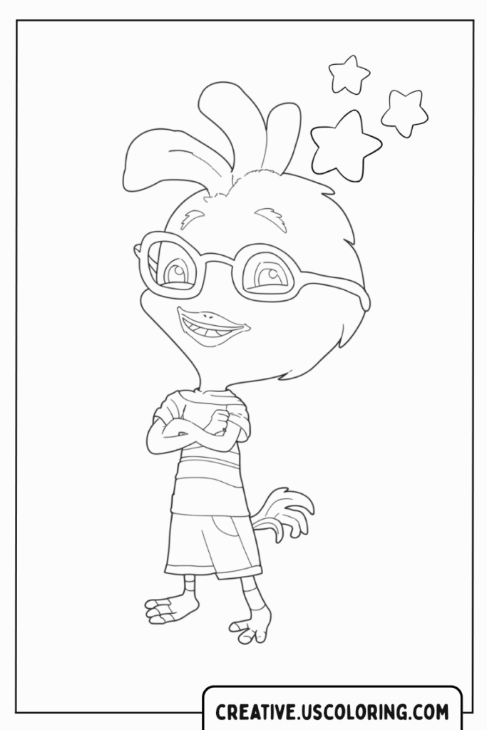 cool-chicken-with-glasses-and-stars-coloring-page