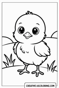 cute-baby-chick-standing-on-grass-coloring-page