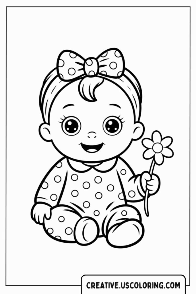 cute-baby-girl-holding-flower-coloring-page