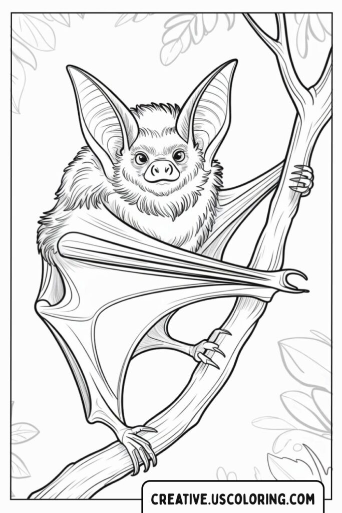 cute-bat-hanging-on-a-branch-coloring-page