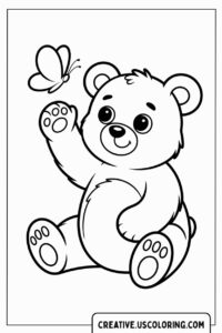 cute-bear-waving-at-butterfly-coloring-page