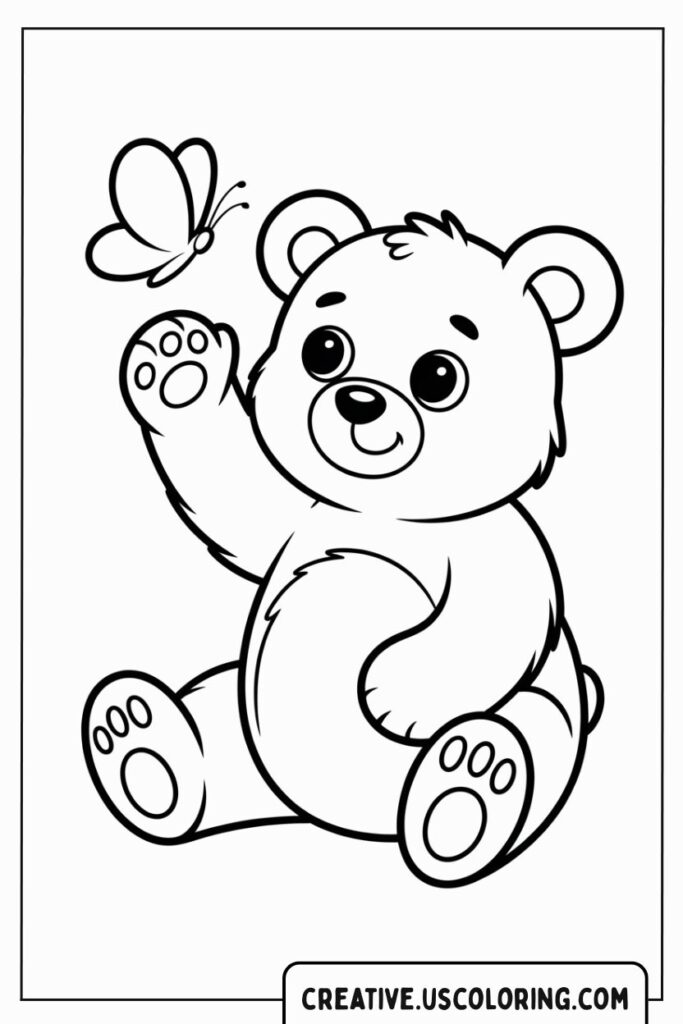 cute-bear-waving-at-butterfly-coloring-page