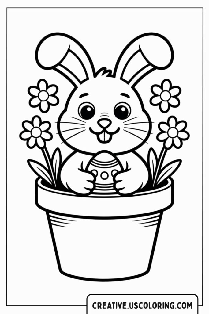 cute-bunny-holding-easter-egg-in-flower-pot-coloring-page