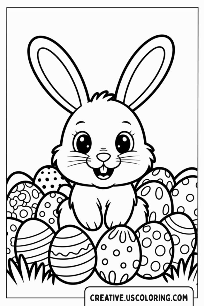 cute-bunny-smiling-among-colorful-decorated-eggs-coloring-page