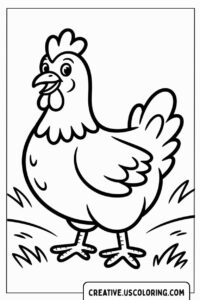 cute-chicken-standing-in-grass-coloring-page