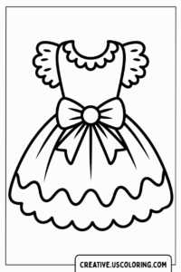 cute-dress-with-ruffled-sleeves-and-a-large-bow-at-the-waist-coloring-page