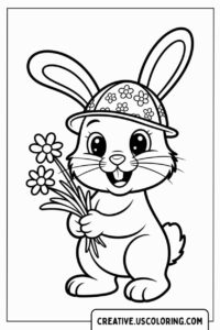 cute-easter-bunny-holding-flowers-coloring-page