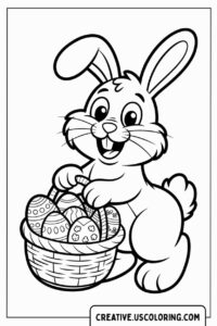 cute-easter-bunny-with-basket-of-eggs-coloring-page