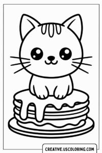 cute-kitten-sitting-on-pancakes-coloring-page