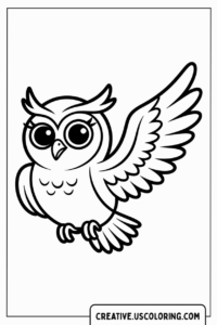 cute-owl-with-wings-spread-coloring-page