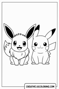 eevee-and-pikachu-cute-coloring-page