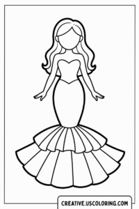 elegant-dress-with-mermaid-skirt-coloring-page