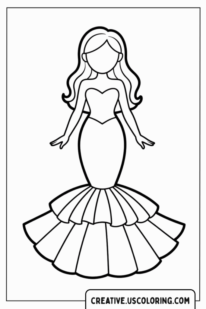 elegant-dress-with-mermaid-skirt-coloring-page