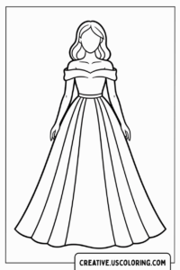 elegant-off-shoulder-dress-coloring-page