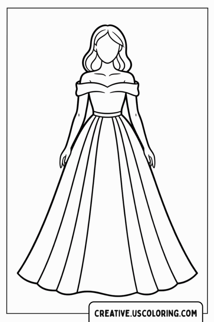 elegant-off-shoulder-dress-coloring-page