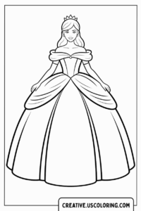 elegant-princess-in-ball-gown-coloring-page