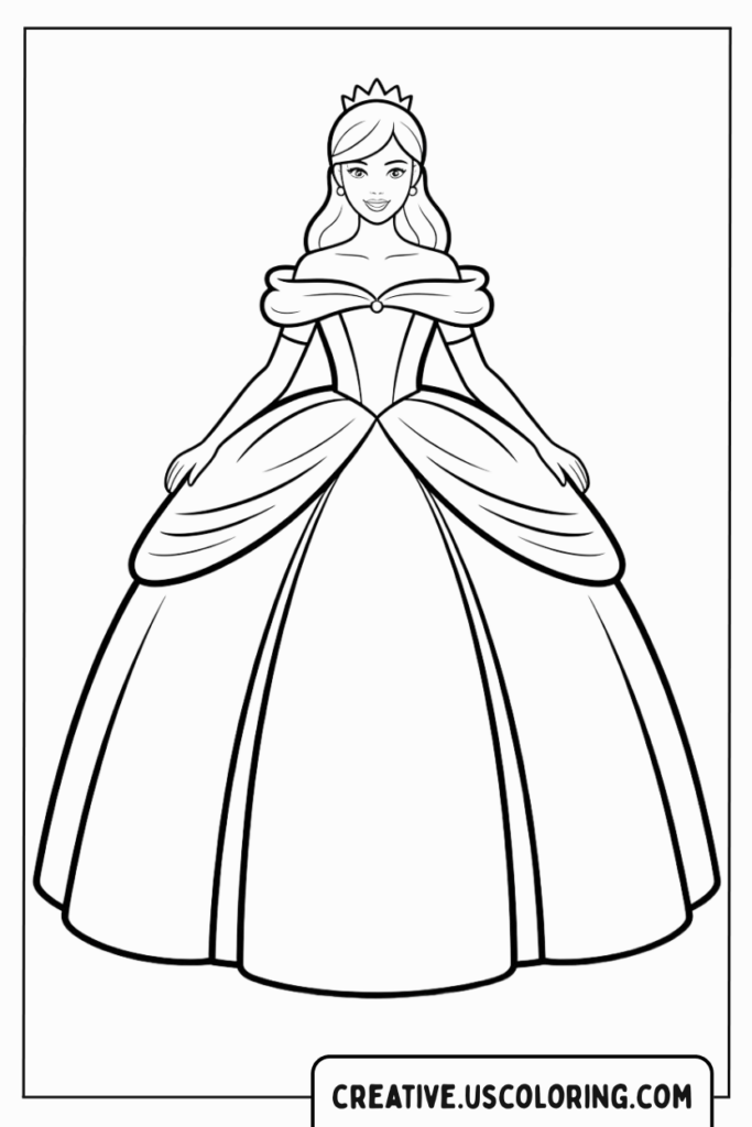 elegant-princess-in-ball-gown-coloring-page