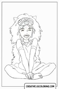 girl-in-animal-costume-smiling-coloring-page