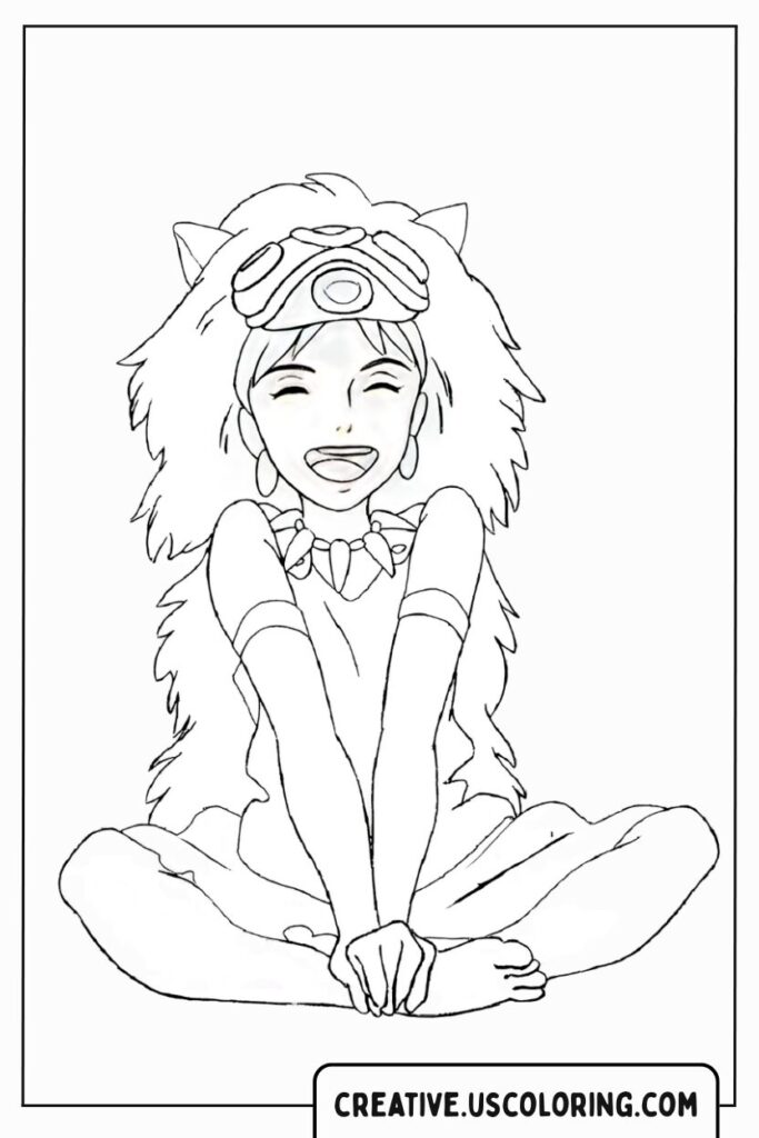 girl-in-animal-costume-smiling-coloring-page