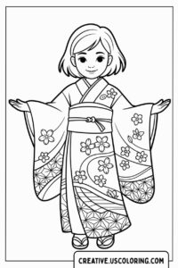 girl-in-kimono-with-flowers-coloring-page