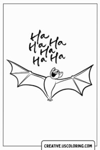 happy-bat-with-open-wings-ha-ha-ha-coloring-page