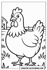 happy-chicken-standing-in-grass-coloring-page