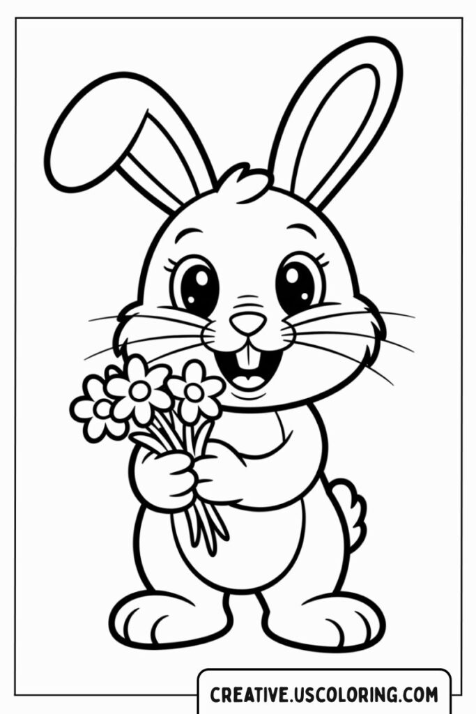 happy-easter-bunny-holding-flowers-coloring-page
