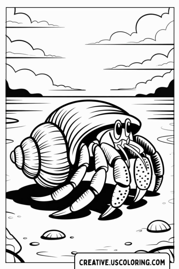 hermit-crab-on-the-beach-coloring-page