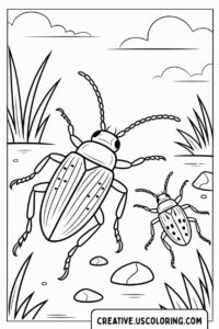 large-beetle-and-small-beetle-in-grass-coloring-page