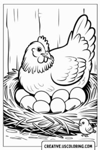 mother-chicken-sitting-on-nest-with-chicks-coloring-page
