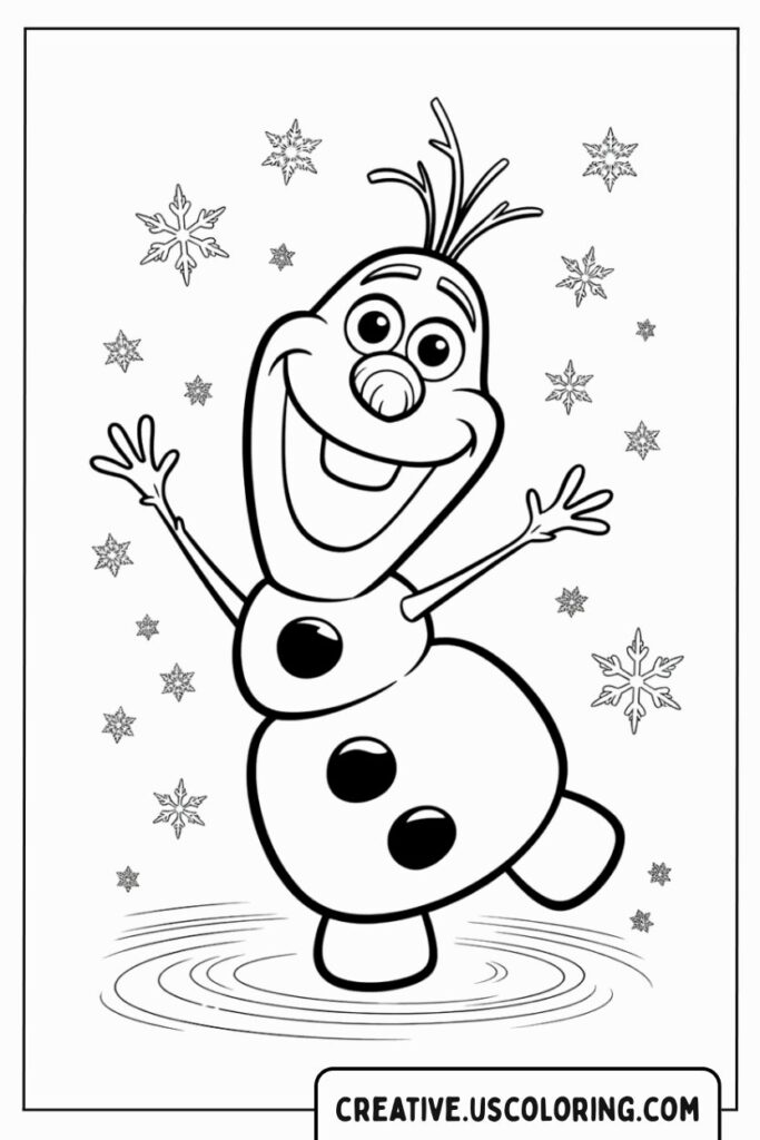 olaf-happy-dancing-with-snowflakes-coloring-page