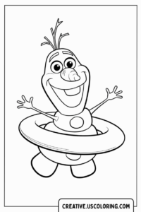 olaf-happy-in-swimming-ring-coloring-page