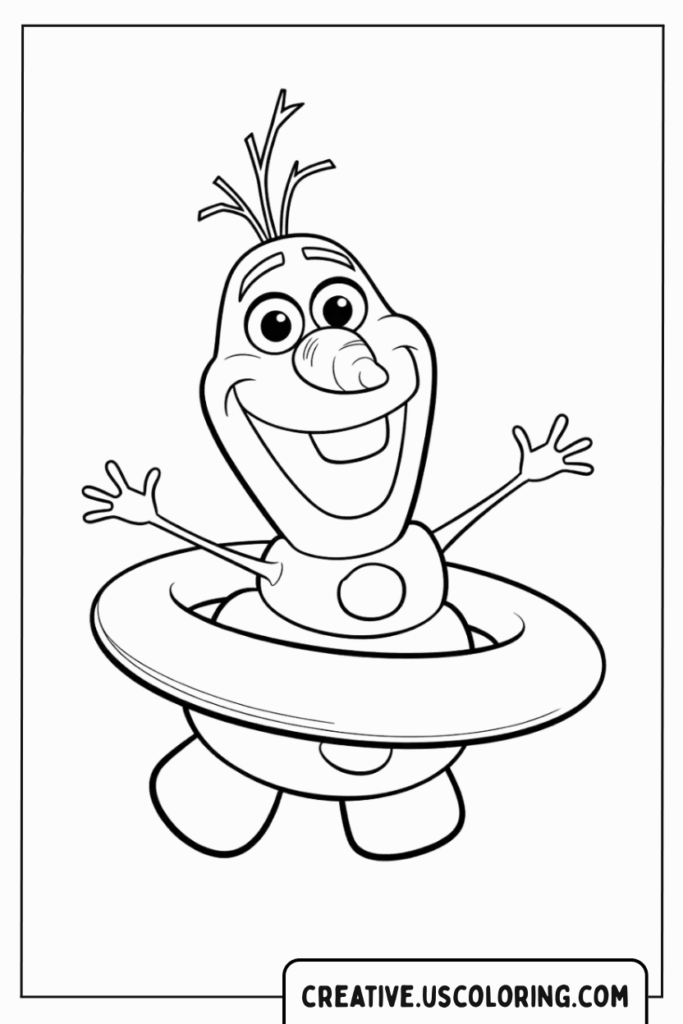 olaf-happy-in-swimming-ring-coloring-page